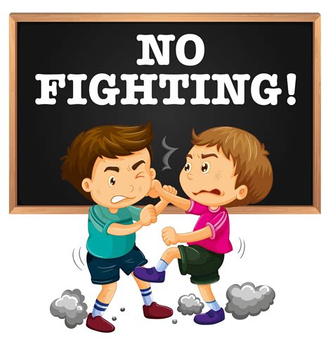 No fighting sign and boy fighting 358823 Vector Art at Vecteezy