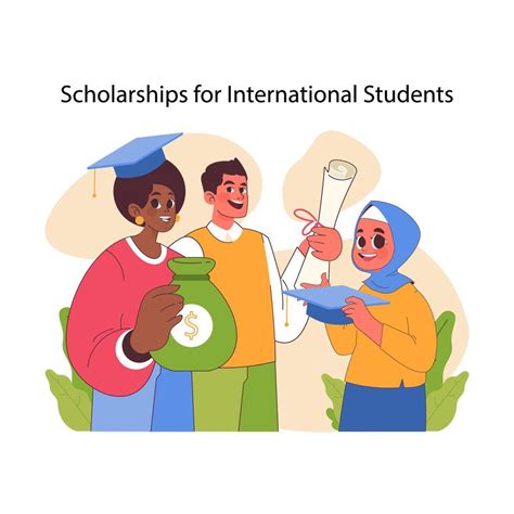 Scholarships For International Students Flat Vector Illustration