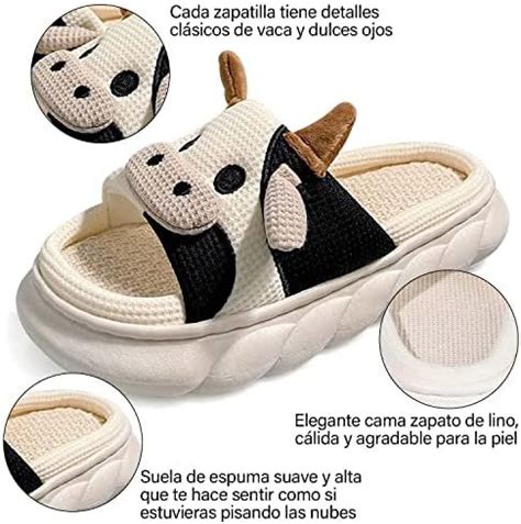 Avedistante Pantuflas De Vaca Suaves Y C Modas Lindas Pantuflas De Vaca