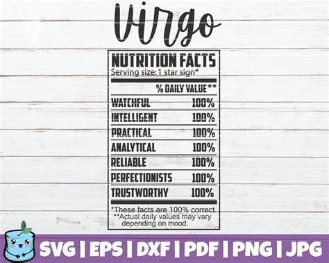 Virgo Nutrition Facts Svg Cut File Commercial Use Etsy