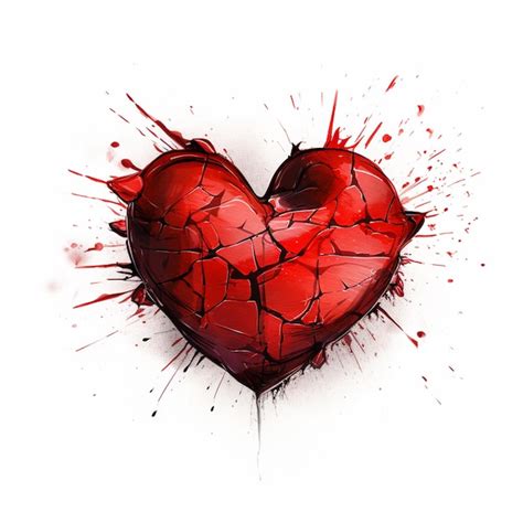 Premium Ai Image Broken Red Heart Ai Generative On White Background