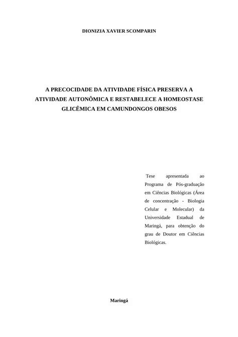 PDF A PRECOCIDADE DA ATIVIDADE FÍSICA PRESERVA A ATIVIDADE a