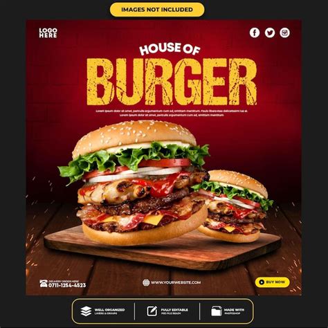 Premium PSD Delicious Burger Social Media Post Template