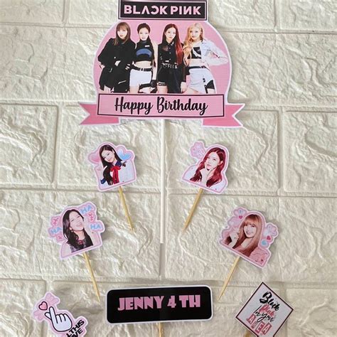 Jual Topper Ulang Tahun Custom Black Pink Topper Cake Black Pink