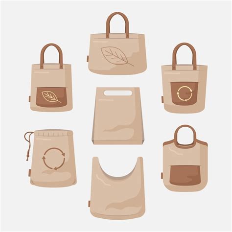 Colecci N Simple De Bolsas Ecol Gicas En Ilustraci N Plana Vector Premium