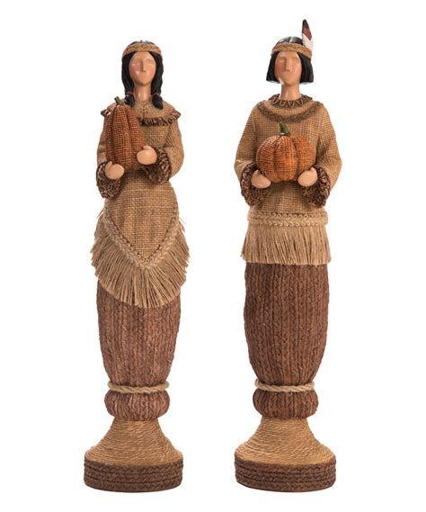 Native American Figurine Set Of Two Native American Figurines