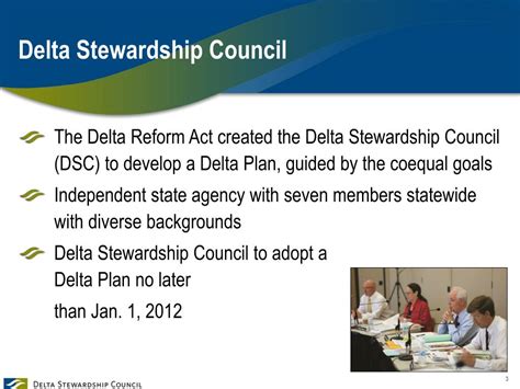 Ppt Status Of The Delta Stewardship Council Powerpoint Presentation