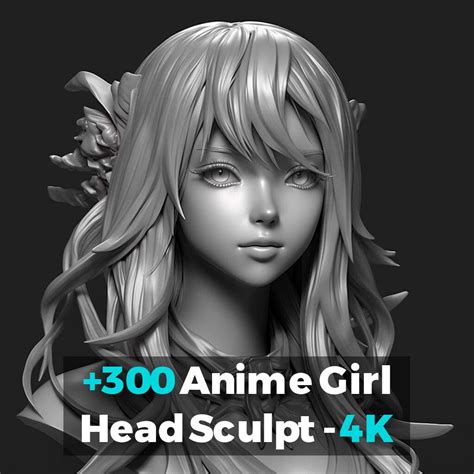 Artstation 300 Anime Girl Head Sculpt 4k Vol 02