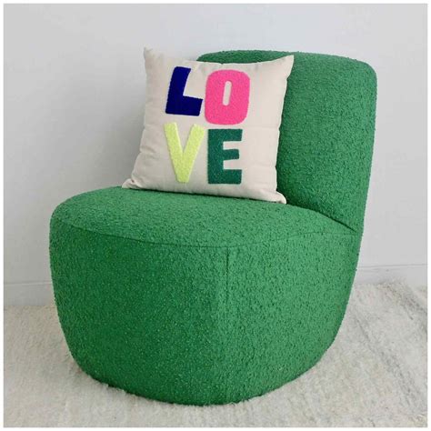 Fauteuil Eve Tissu Bouclette Vert Feuille L P H Cm Opjet