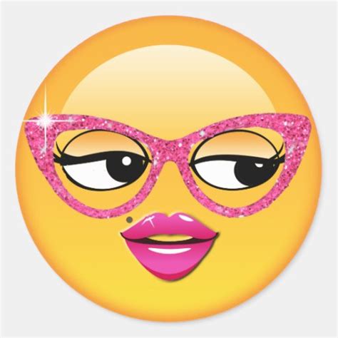 Emoji Flirty Girl Id227 Classic Round Sticker Zazzle