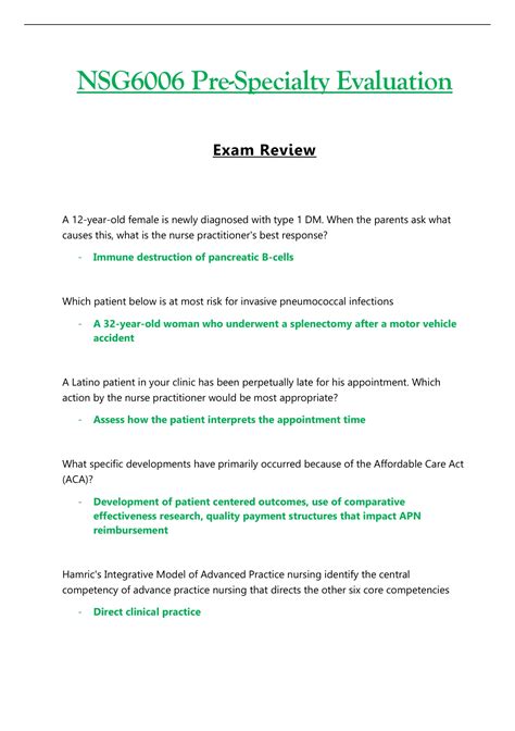 Exam Review Nsg Nsg Latest Pre Specialty