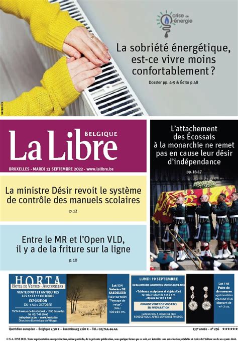 La Libre Belgique N Du Septembre T L Charger Sur Ipad