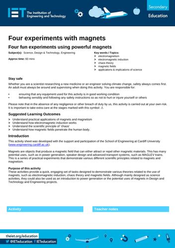 Four experiments with magnets | Teaching Resources