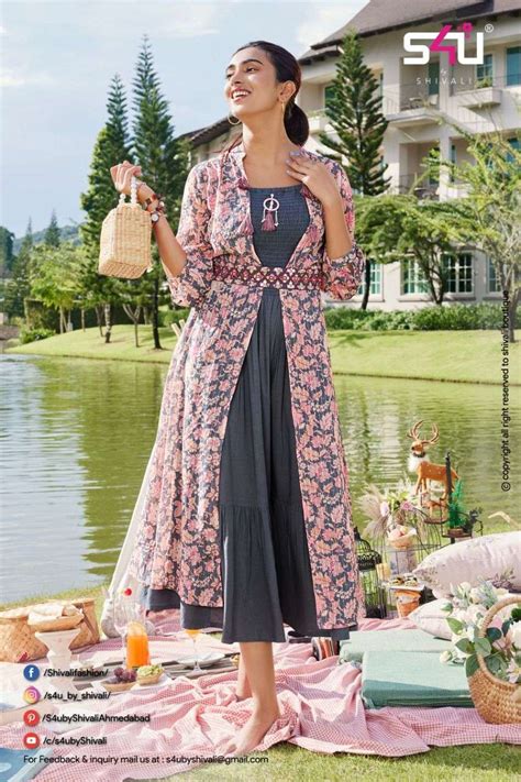 S U Shivali Hello Jacket Vol Georgette With Printed Fancy Kurti