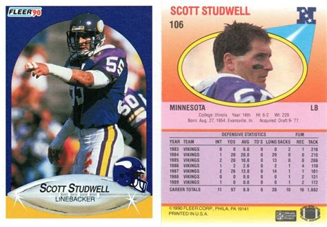 1990 1991 Vikings Football Trading Cards At Low Prices Football