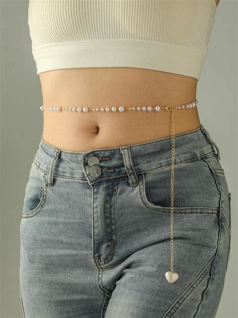 Cultured Pearl Beaded Waist Chain SHEIN UK