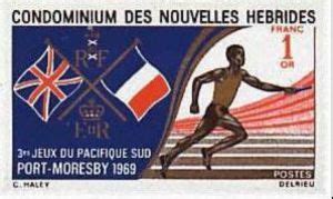 Stamp French And British Flag Relay Runners New Hebrides Third South