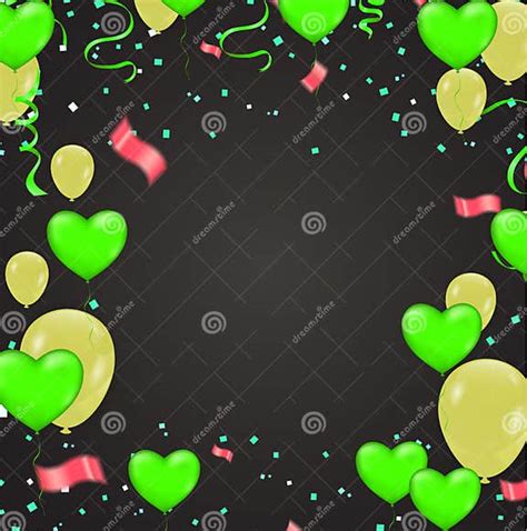 Vector Happy Birthday Card With Green Balloons Party Invitation Stock Vector Illustration Of