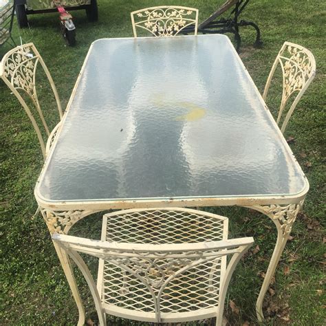 Woodard Orleans Wrought Iron Dining Table And 4 Chairs Etsy