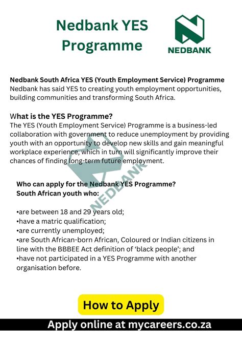 Nedbank Yes Programme Application Mycareers Co Za