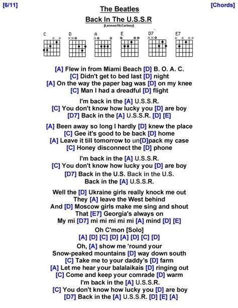 The Beatles Back In The USSR W In 2024 Great Song Lyrics Ukulele