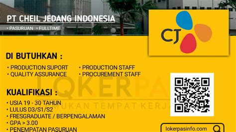 Lowongan Kerja Pt Cheil Jedang Indonesia Pasuruan Terbaru