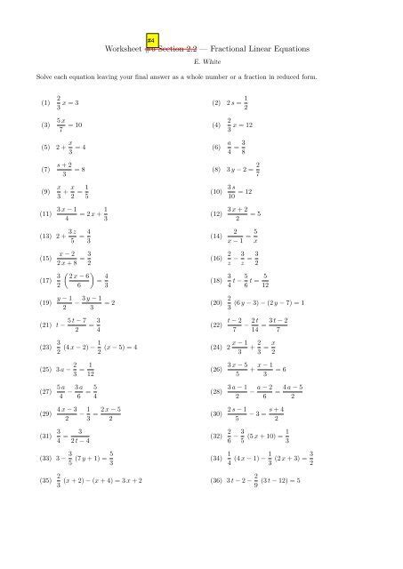 Mastering Worksheet Solving Equations With Fractions