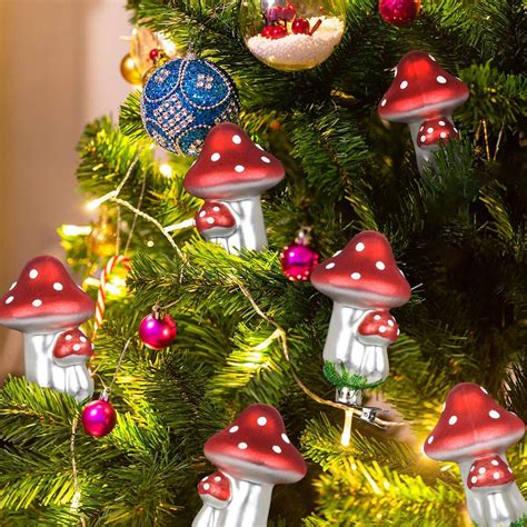 Mushroom Shaped Christmas Ornaments Hanging Glass Painted Etsy