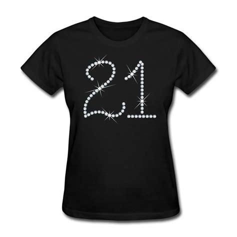 21st Birthday Faux Rhinestone Women S T Shirt Shirt Sexy Femme T Shirt Women Summer Cotton