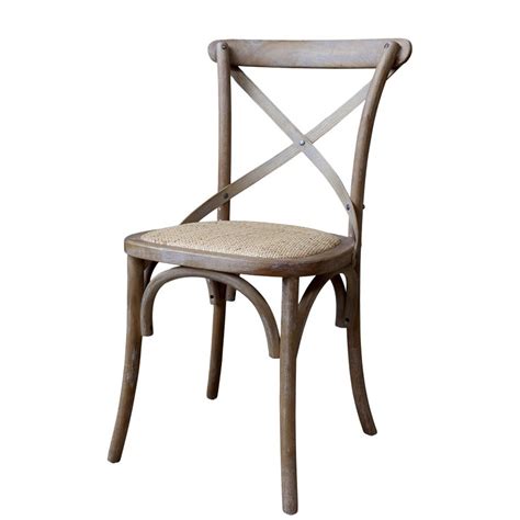 WASHED CROSS BACK DINING CHAIR WITH RATTAN SEAT