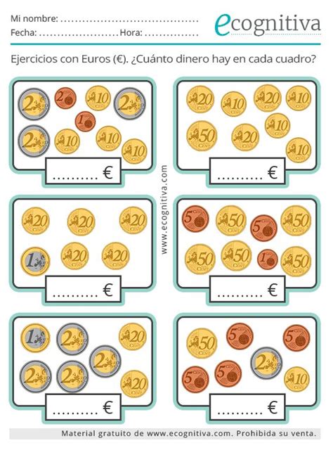 Ejercicios De Manejo Del Dinero Euros Estimulaci N Cognitiva