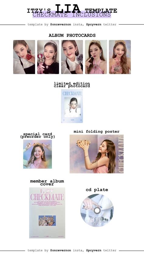 Itzy Checkmate Lia All Photocards Inclutions Template Kpop Lbum