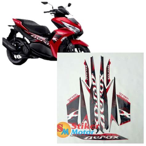 Jual Sticker Striping Motor Yamaha Aerox Vva 155 2022 Hitam Merah Di