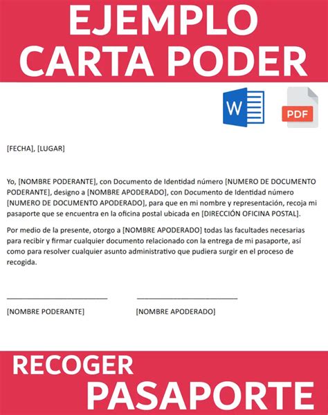 Carta Poder Para Recoger Pasaporte Modelos Para Descargar