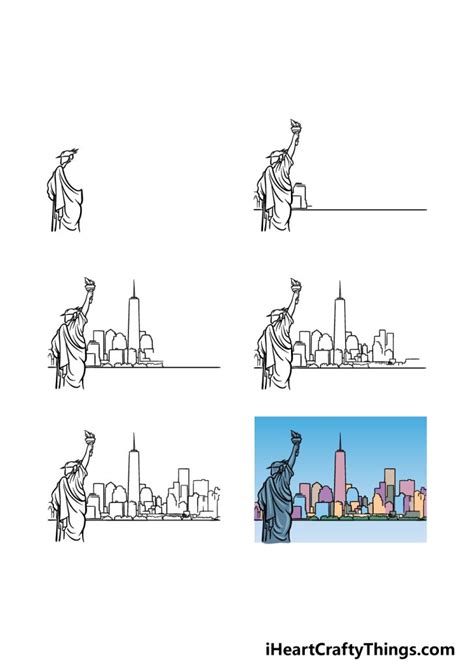 New York Skyline Drawing How To Draw The New York Skyline Step By Step