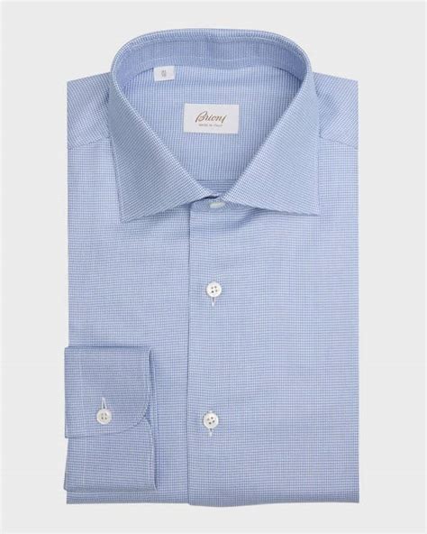 Brioni Mens Grid Check Dress Shirt Neiman Marcus