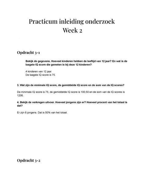 Practicum Week Practicum Inleiding Onderzoek Week Opdracht