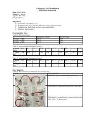 Phys 162 Lab 3 Pdf Laboratory 3 Breadboard PHYS162 Section 11 Date