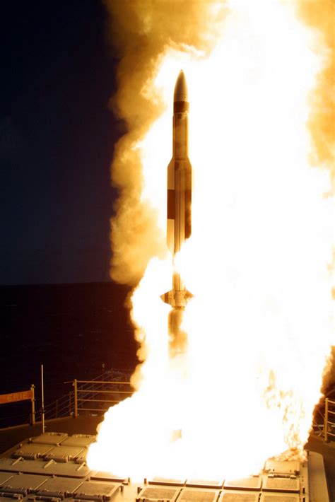 A Standard Missile Three SM 3 Is Launched From The Mark 41 Vertical