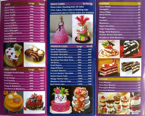 Fantasy The Cake Shop Menu And Price List For Chembur Mumbai