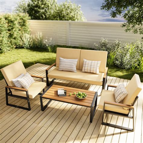 Lofka Patio Furniture Set with Chairs and One Wood Table for Patio ...