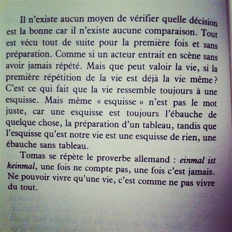 L insoutenable légèreté de l être Milan Kundera Citation pensée