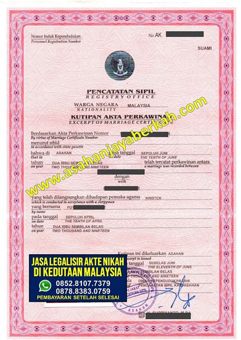 Jasa Legalisir Akte Nikah Di Kedutaan Malaysia Proses Ekspress