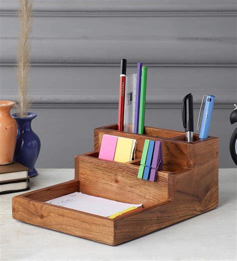 Buy Stylewood Acacia Wood Desk Organizer at 41% OFF by Vareesha | Pepperfry