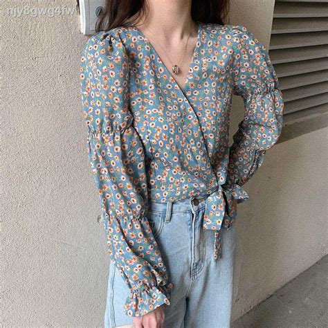 ราคาถูกlong Short Sleeved Floral Chiffon Shirt Women S 2020 Summer