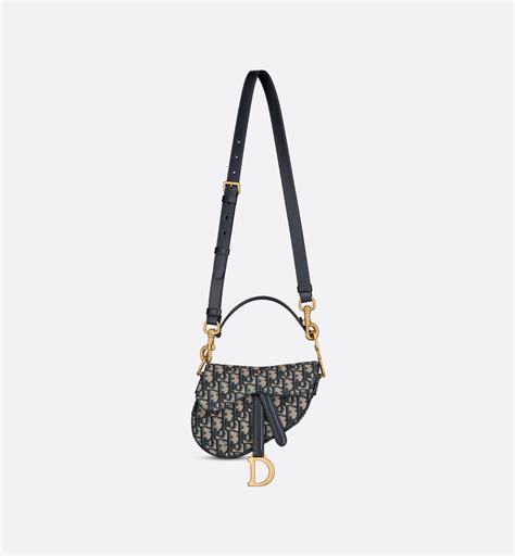 Mini Saddle Bag With Strap Blue Dior Oblique Jacquard Dior