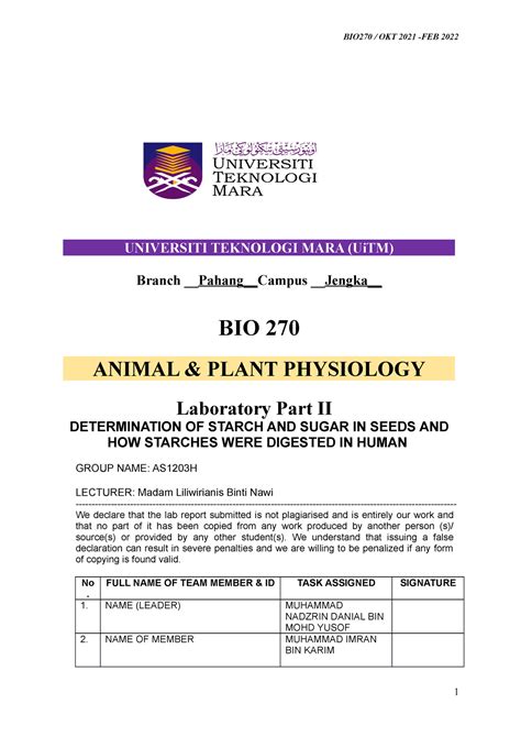 Front Page BIO270 Lab 2 BIO 270 LAB REPORT 2 BIO270 OKT 2021 FEB