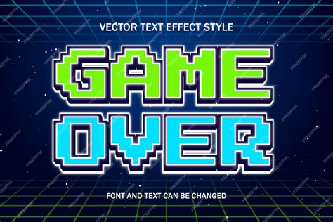 Premium Vector Game Over Neon Pixel Art 3d Editable Text Effect Font