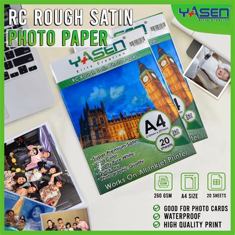 Yasen RC Rough Satin Photo Paper 260GSM A4 Size 20 Sheets Pack