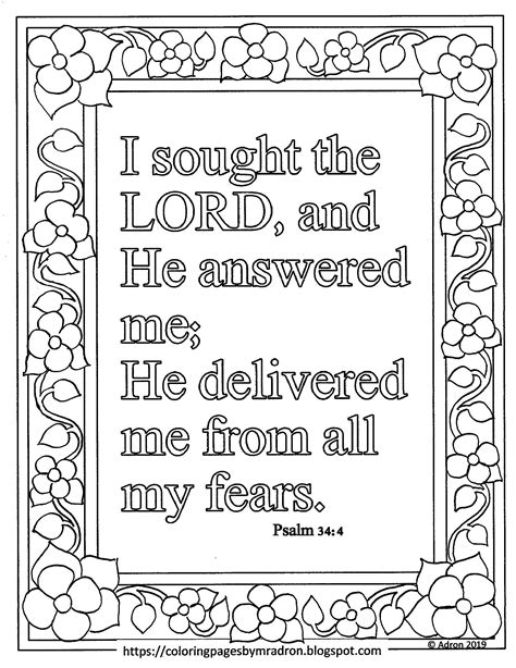 Free Printable Coloring Page Of Psalm 34 4 I Sought The Lord Bible